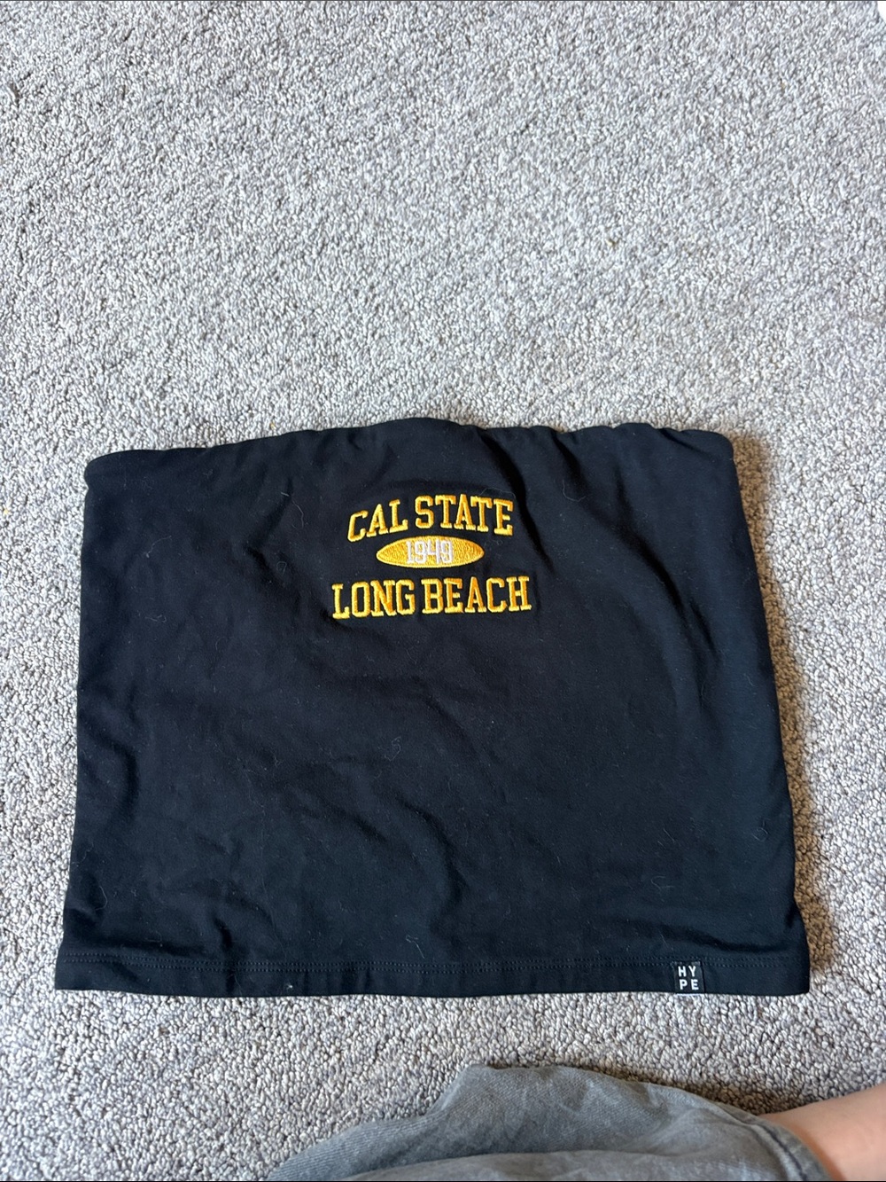 Hype Black Tube Top with Gold Cal State Long Beach Logo